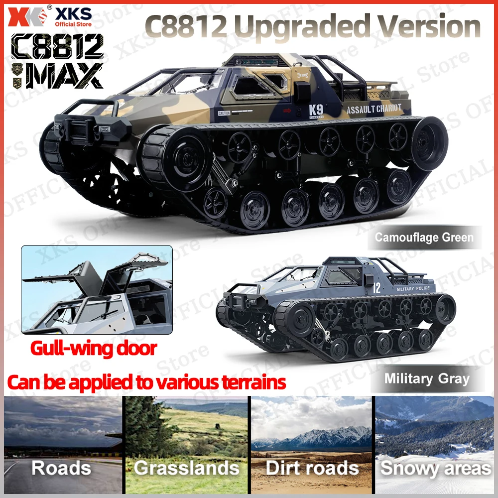XKS JJRC C8812max rc voiture échelle réservoir sur chenilles modèle de Simulation lumière LED RCcar dérive télécommande véhicule tout-terrain garçon cadeau