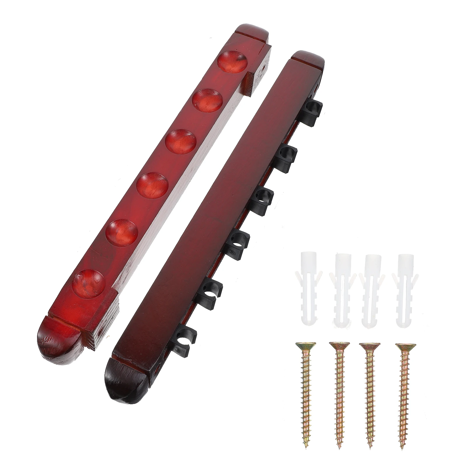 

1 set Sturdy Wood Rack Six Holes Pool Stick Holder Wall-mounted Storage Cue Wall-Mounted Rod Storage Rack Display Shelf Premium