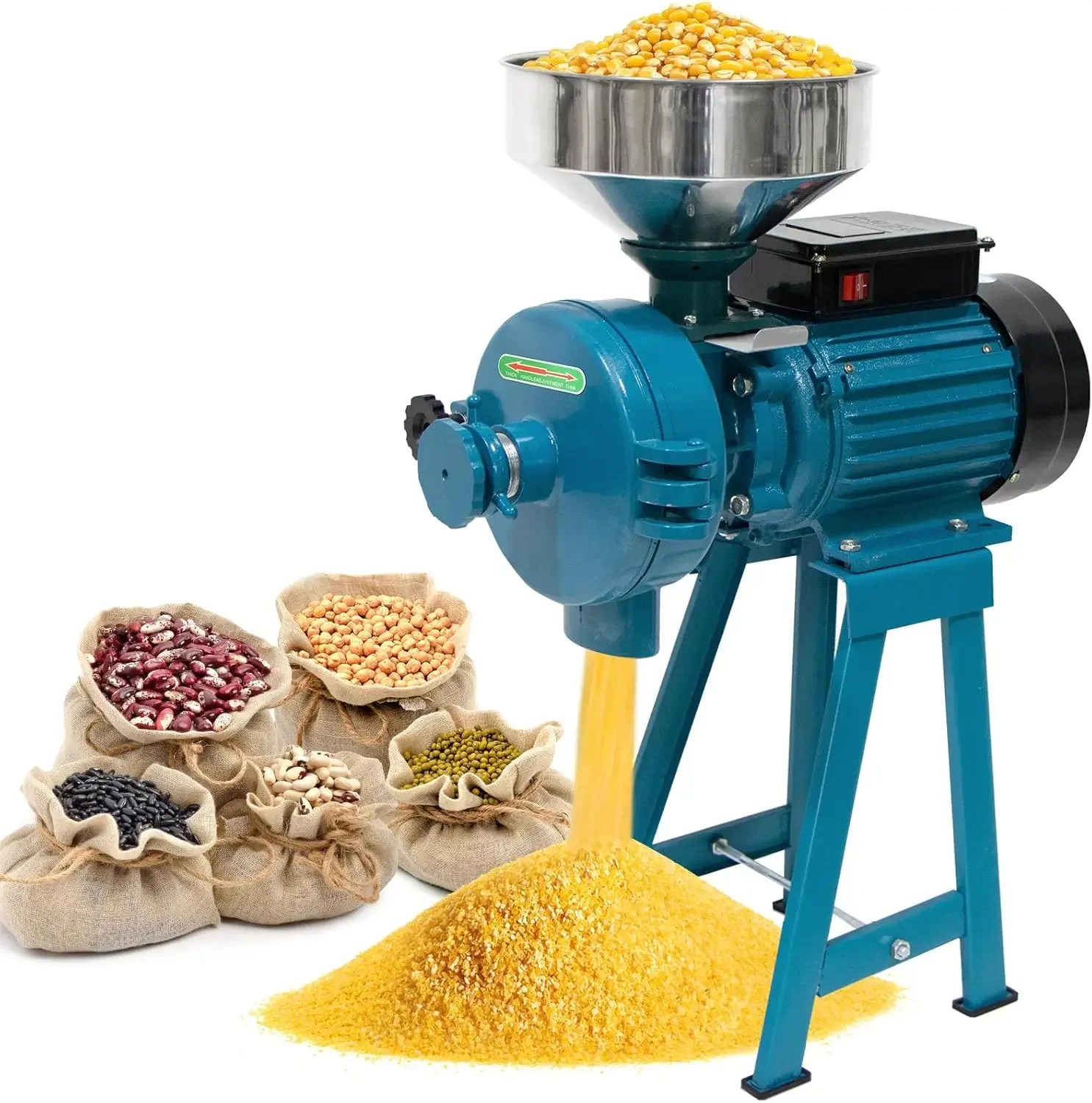 Electric Grain Mill Grinder Dry Wet Grinder, Corn Mill Corn Grinder, 110V 3000W Wheat Grinder Feed Mill Flour Cereals