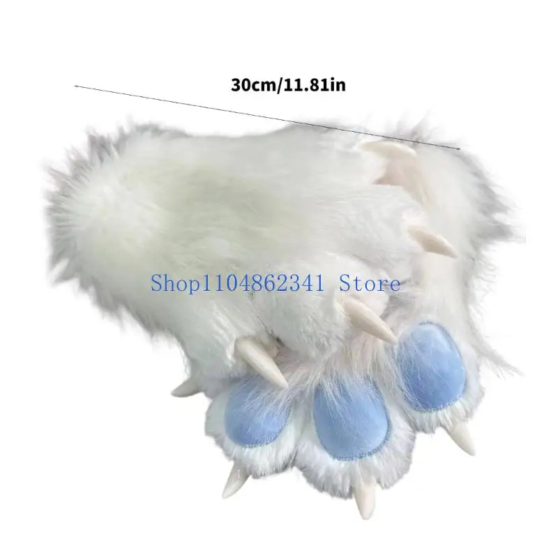 5asd giả lông thú mèo sang trọng Mèo vuốt găng tay lông thú Foxes Paws găng tay Halloween Cosplay Trang phục Phụ kiện dành cho