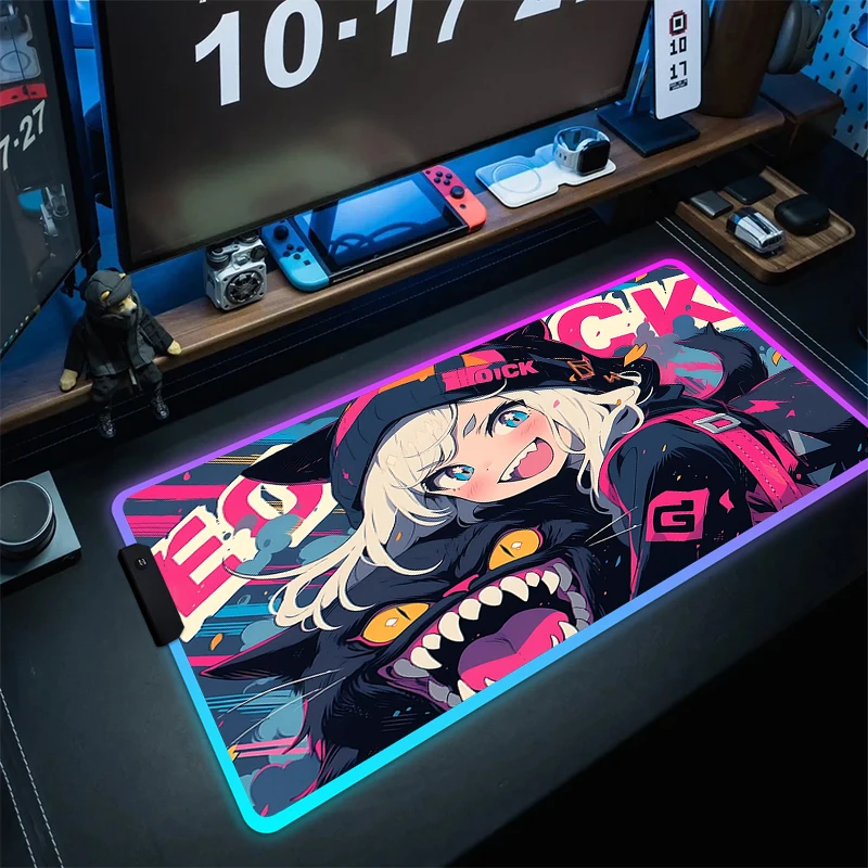 

Large Gaming Mouse Mat RGB Mousepad Anime Cute Rubber Table Mats LED Gamer Mouse Pad Kawaii Non-Slip Desk Mat Game Keyboard Pads