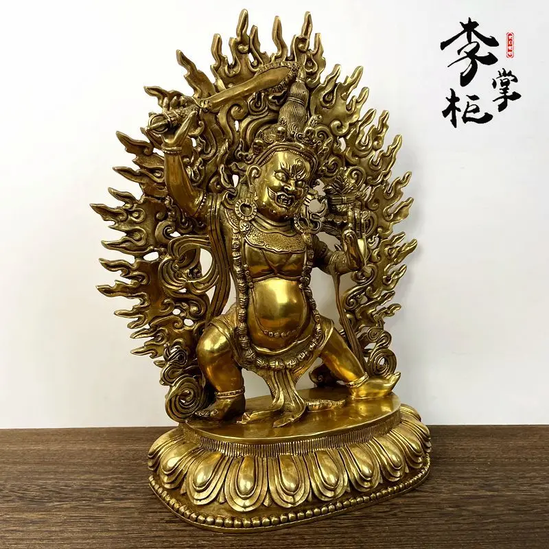 Shopkeeper Li, Nepalese Tantra Tibetan pure copper black Manjushri Buddha statue protector, obstacle removal Bodhisattva brass s