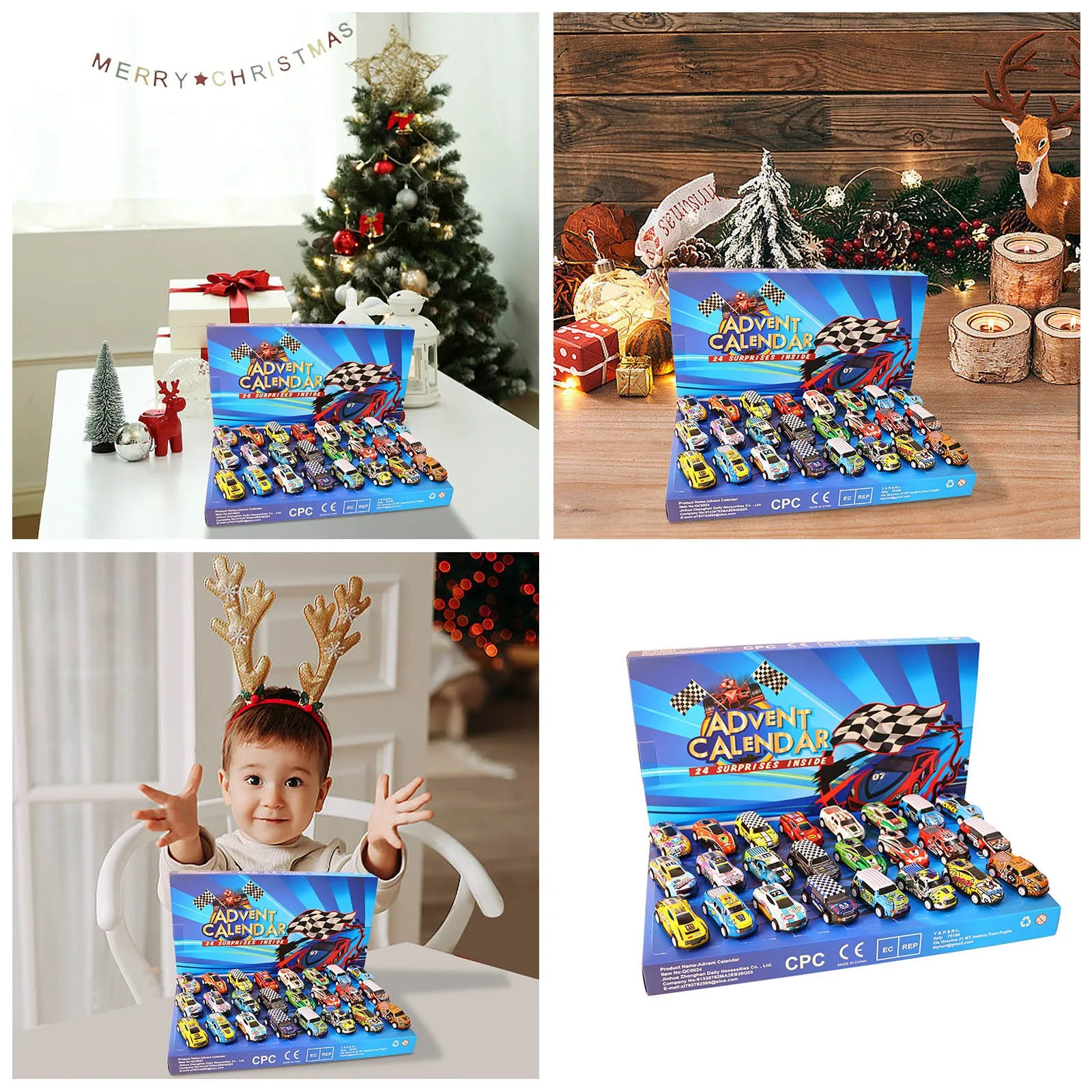 Grande horloge numérique d'extérieur, compte à rebours de 24 jours pour voiture jouet de noël, calendrier de compte à rebours de noël, chocolat pour enfants