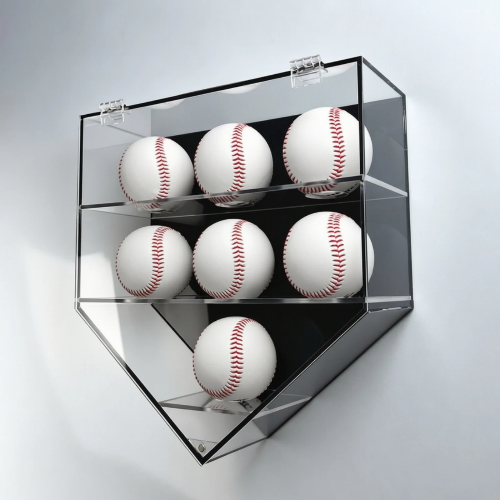 Pentagonal Acrylic Sports Ball Display Case Compact Wall-Mounted Acrylic Display Case with Snap Door Versatile