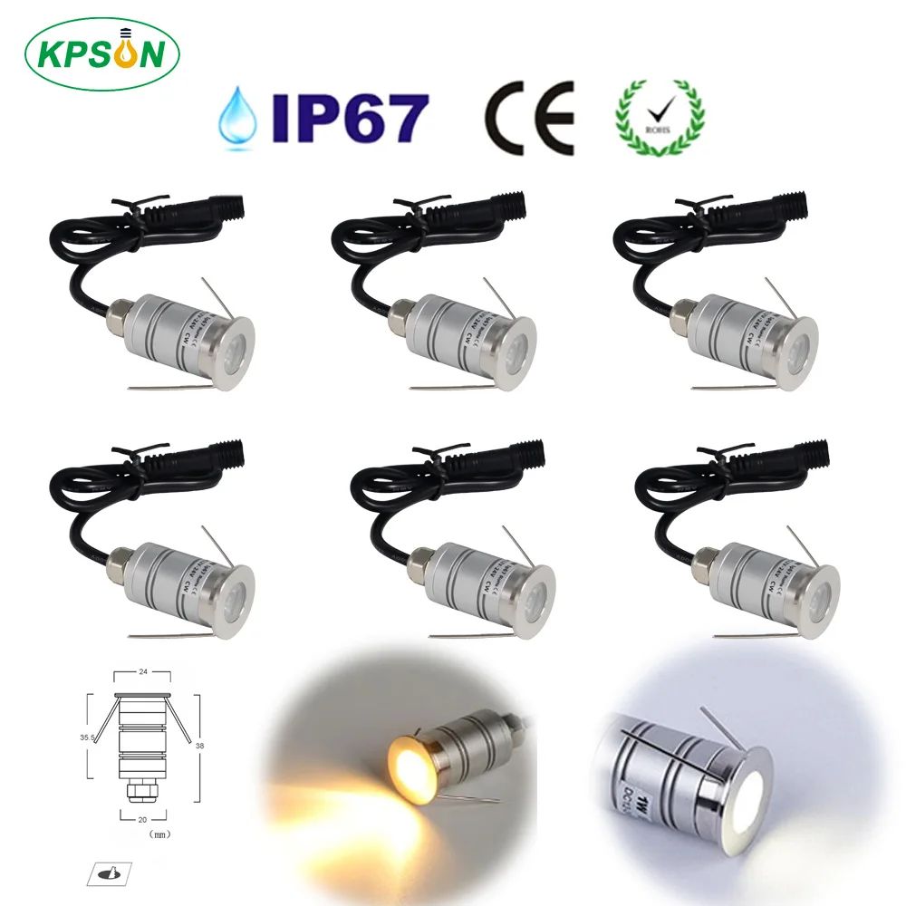 

1W Outdoor Waterproof LED Spotlights 12V 24V 15 Degree Inground Spot Lamp Mini Underground Spot Light For Yard Walkway Lighting