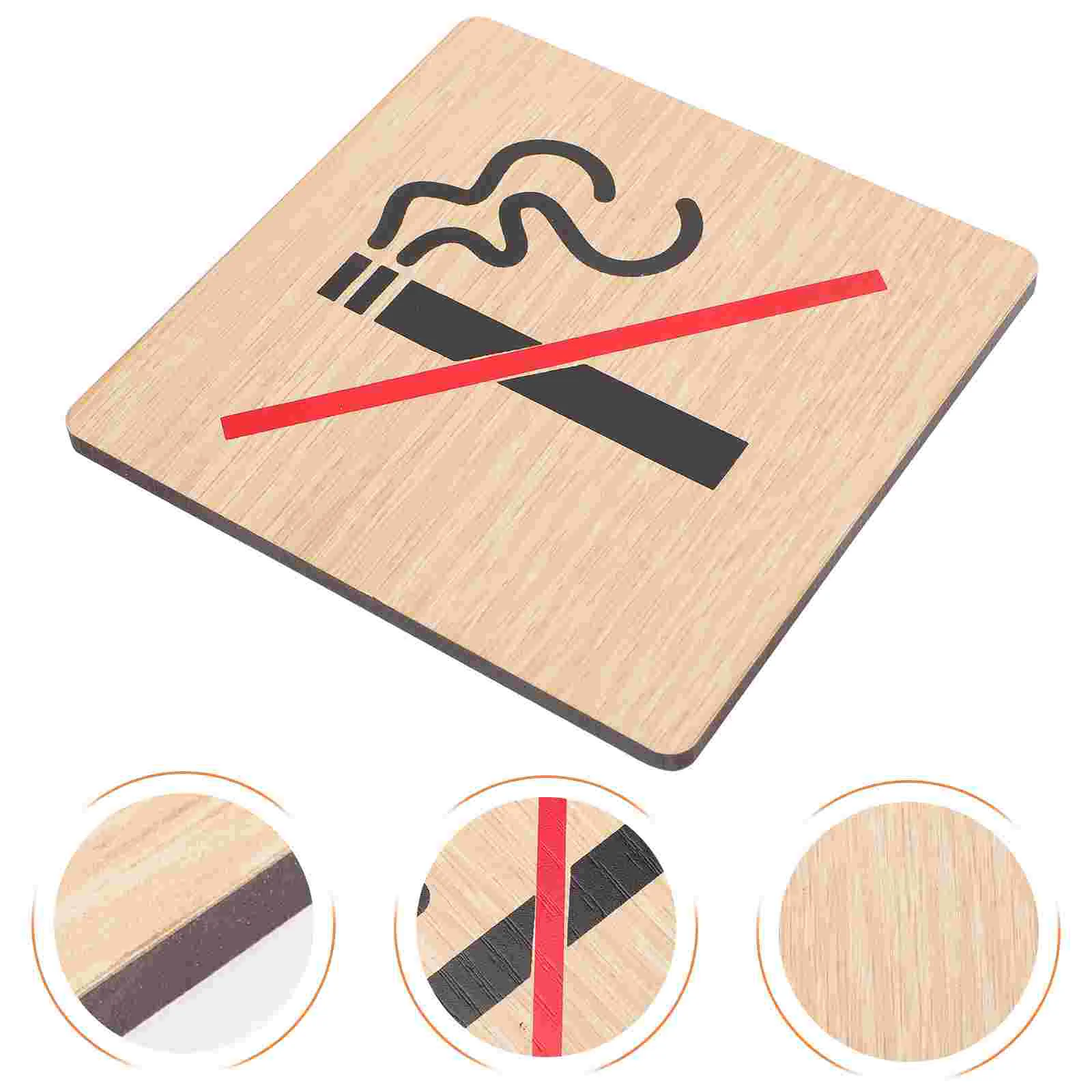 4 Pcs Fire Extinguisher No Smoking Sign Wooden Gas Station Sticker Wall Signs Doorplate Non-smoking Warning Hotel Board