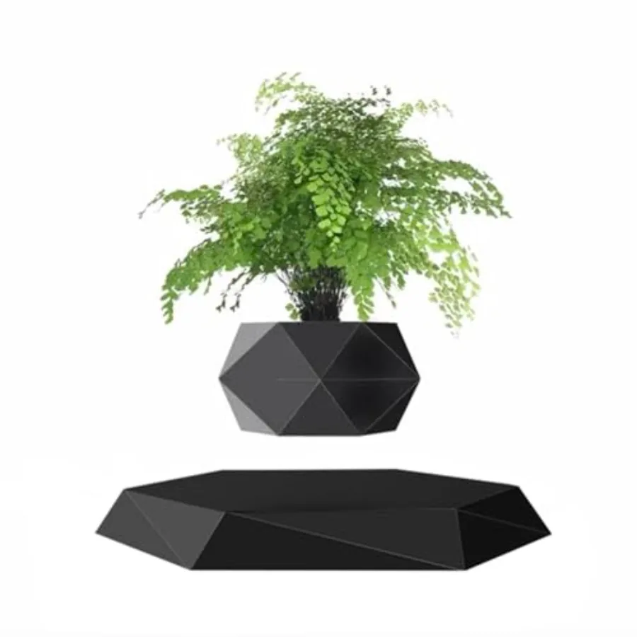 

Magnetic Levitating Black Hexagon Air Bonsai Floating Plant Pot 360 Degree Rotation Home Office Desk Decor