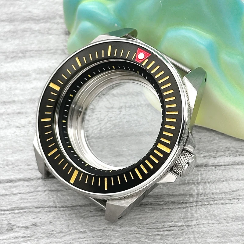44mm Silbernes King Samurai Uhrengehäuse mit Transparentem Gehäuseboden Passend für NH34 7S 4R NH35 NH36 Uhrwerke 28,5mm Zifferblatt Uhrenmodifikationsteil – Detail 4