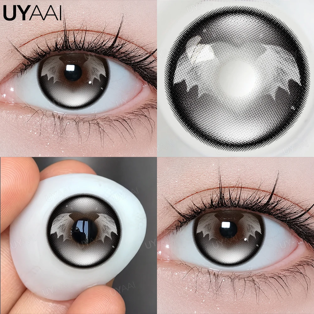 UYAAI Cosplay Kontaktlinse Schönheit Kosmetik Farbige Kontakte Schwarze Linsen Halloween Make-up Cosplay Weiße Linse Kreisblocklinse – Detail 24