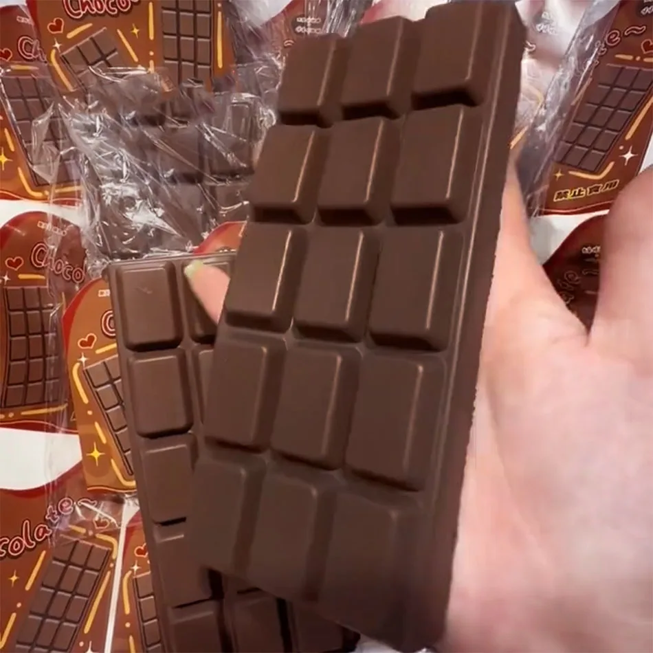 Chocolate Bar Squishy Fidget Toy Slow Rising Stress Relief Squeeze Toy Realistic Simulation Food Decompression Hand Toy