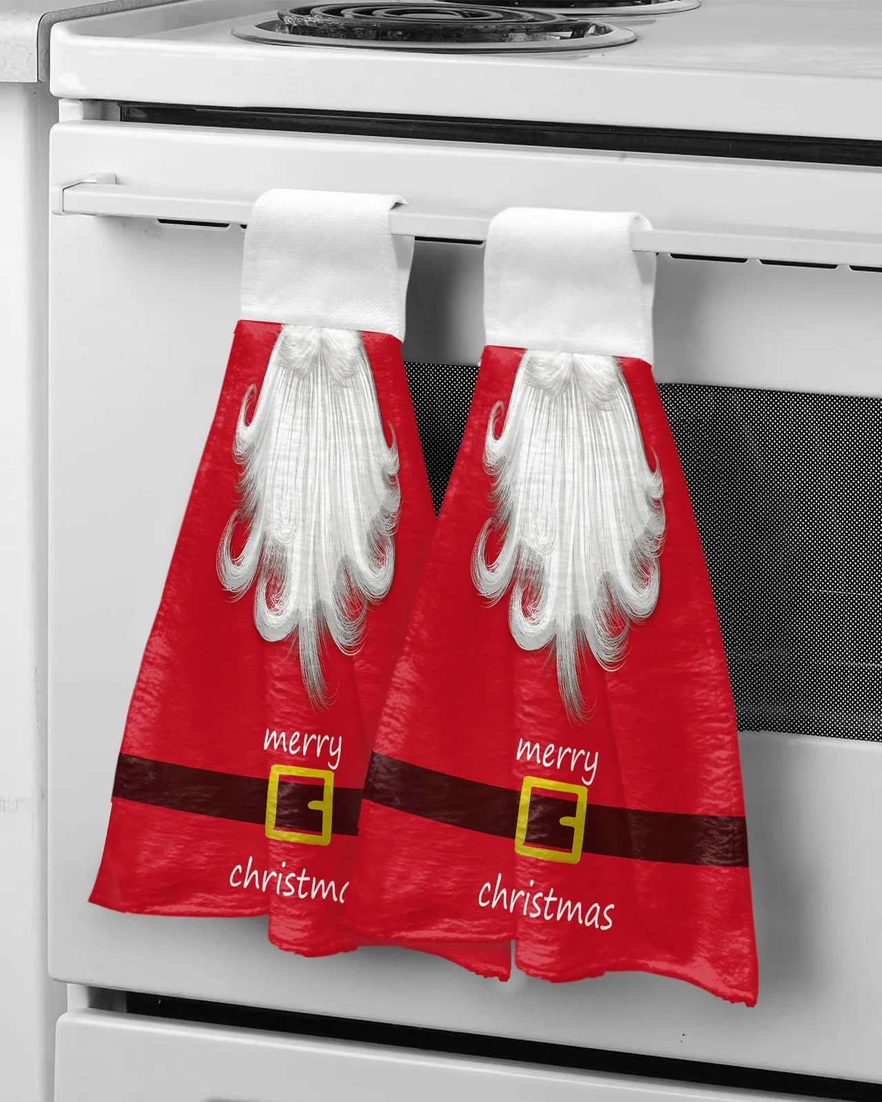 Red Carnival Santa Beard Hand Towels Kitchen Microfiber Dishcloths Cleaning Cloth Bathroom Absorbent Hanging Towels