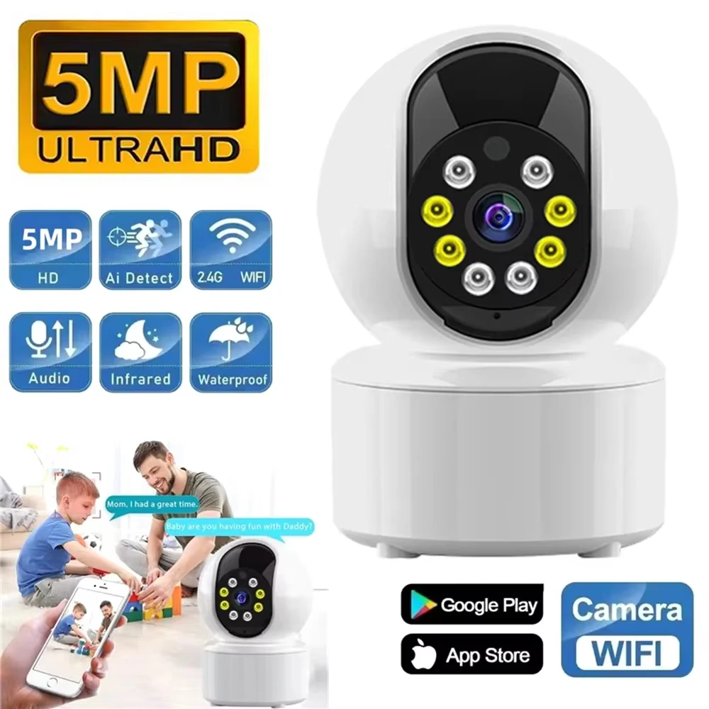 5MP Smart WiFi Camera Auto Tracking Home Indoor Two-way Audio Security IR Night Vision Motion Detection Surveillance Camera