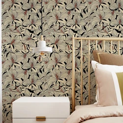 Sketch Line Floral Wallpaper Peel And Stick PVC Flower Color Clash Wall Decor Self-adhesive Vinyl Furniture Renovation