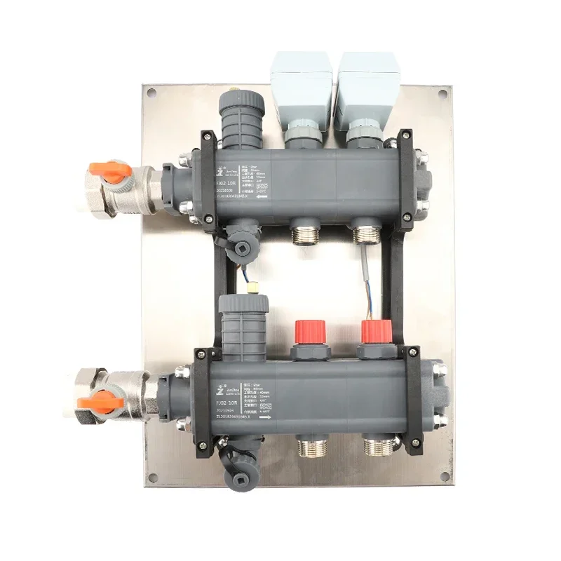 Source manufacturers sell water and floor heating manifolds for HVAC systems with dedicated electric shut-off valves