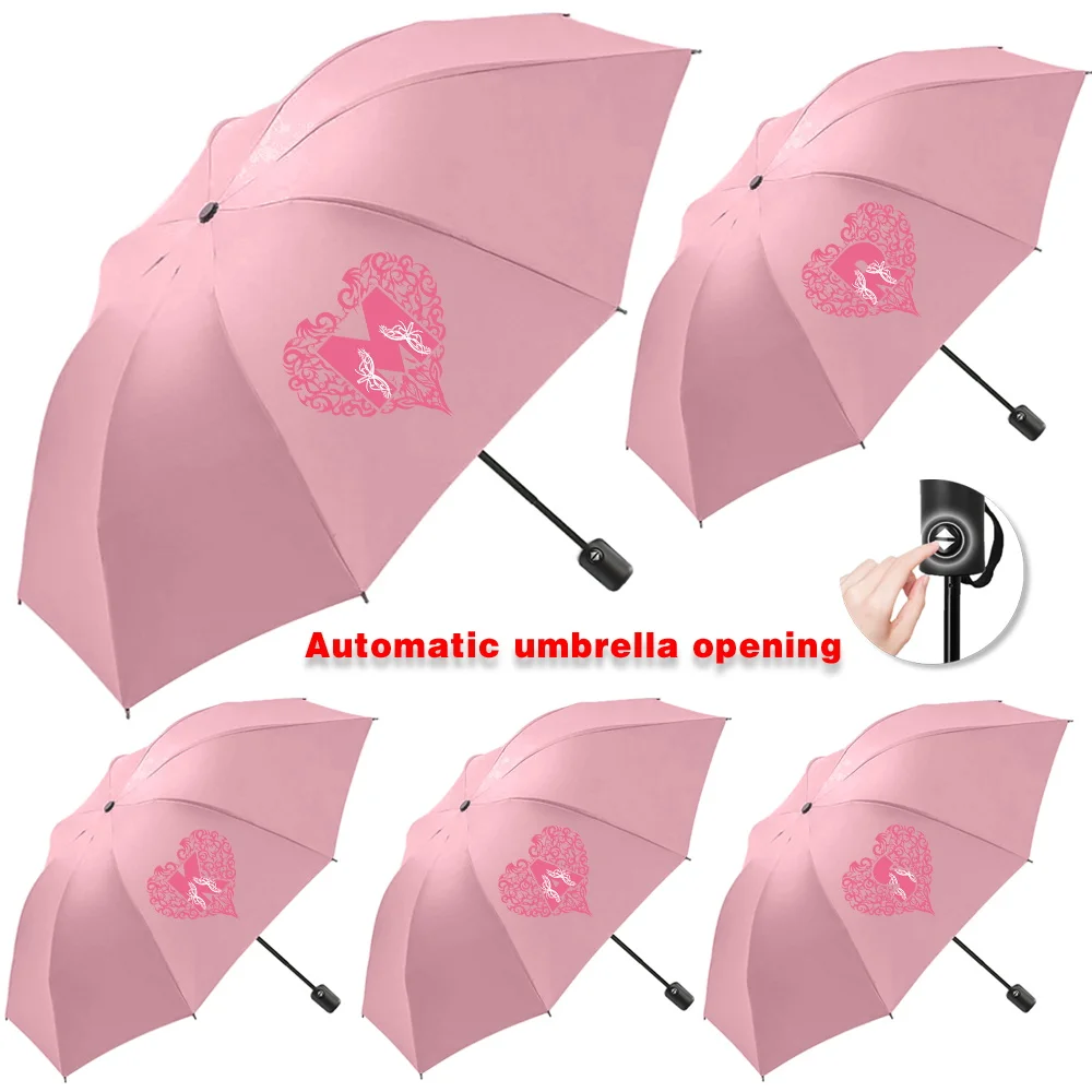 

Sunshade Sunscreen Rain Umbrellas UV Automatic Umbrella Cute Print Outdoor Picnics Hiking Tours Travel Essentials Love Letter