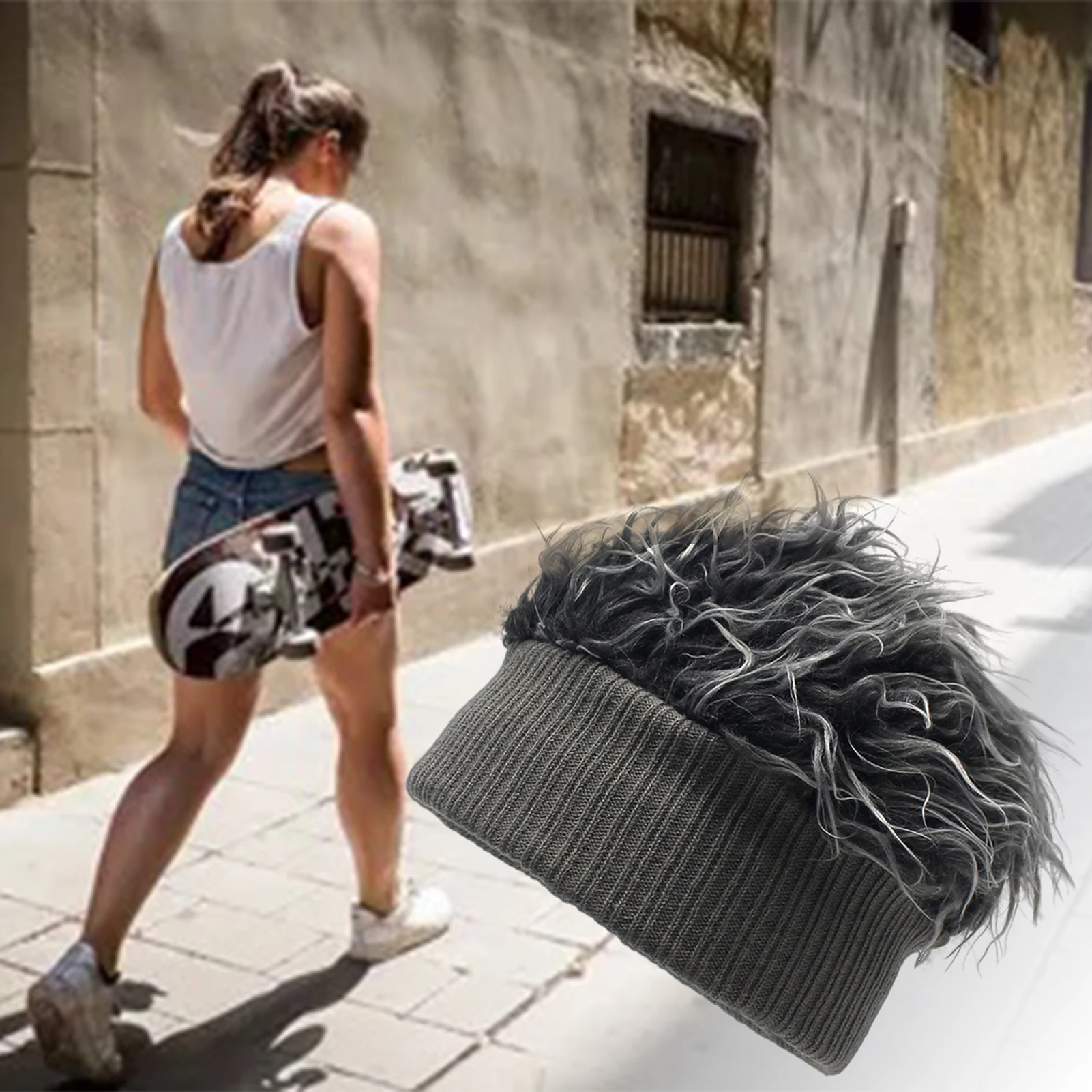 Men' Wigs Hat Knit Beanie Lightweight Beanie with Soft Artificial Fur for Birthday Christmas Thanksgiving Day Gift SNO88