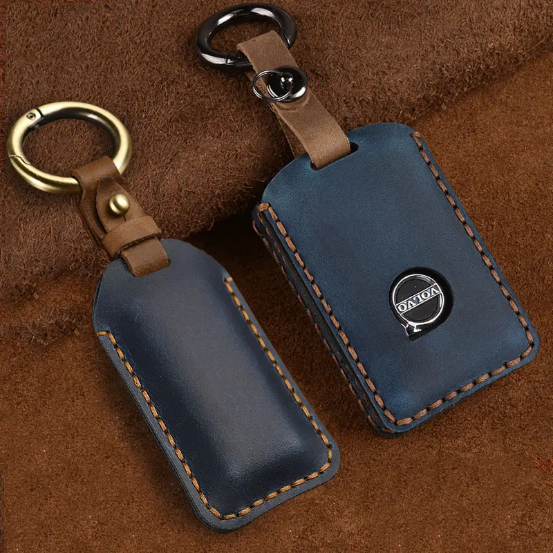 Leather Car Key Case Key Bag Car Smart Key Fob Cover Shell for Volvo S60 V60 S90 V90 Xc40 C40 Xc60 Xc90 Polestar 2 3 4 5 6