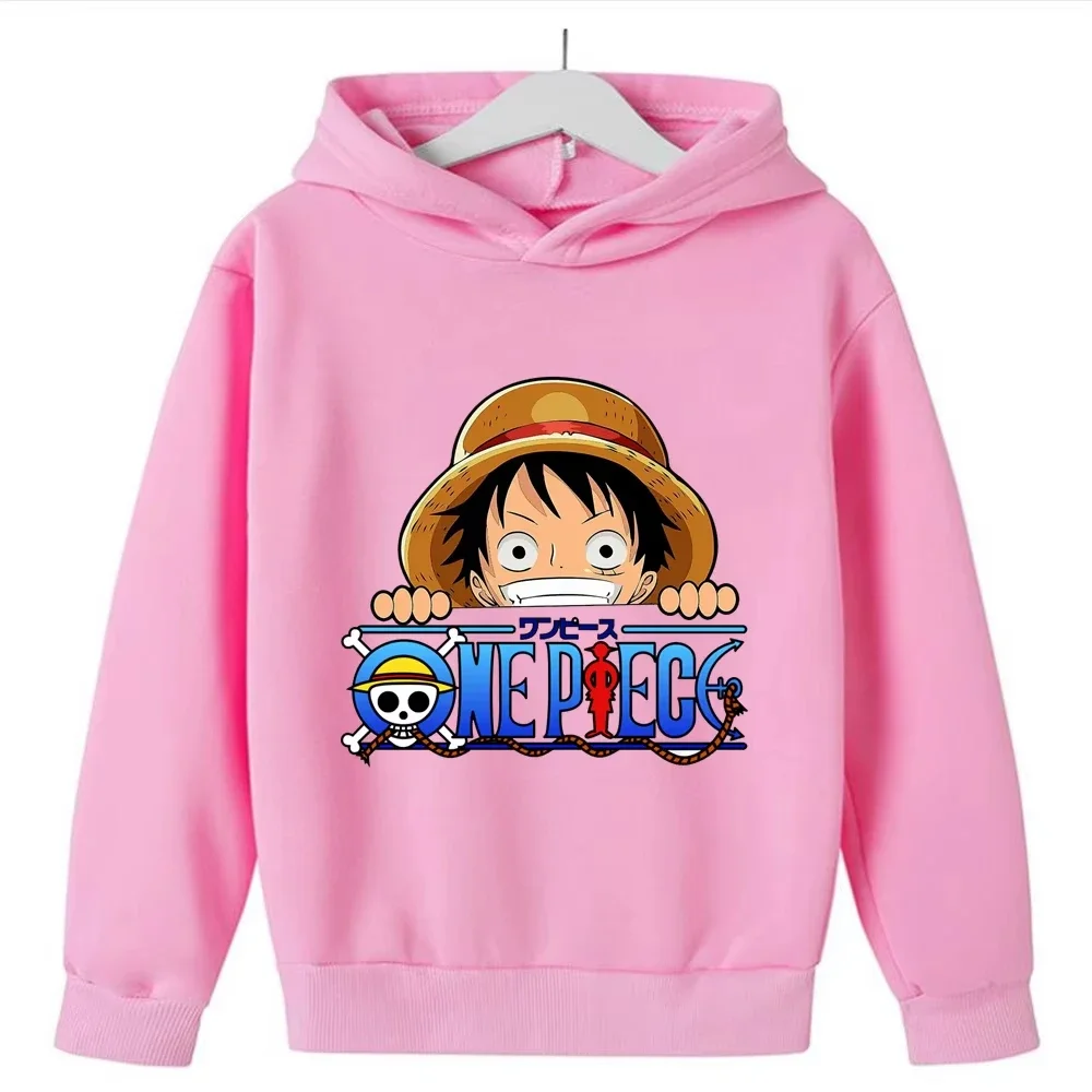 One Piece Luffy Kinder-Kapuzenpullover mit Grafik, Jungen- und Mädchen-Kapuzen-Sweatshirt mit Kordelzug, Anime-Print, lässiges Oberteil – Detail 9
