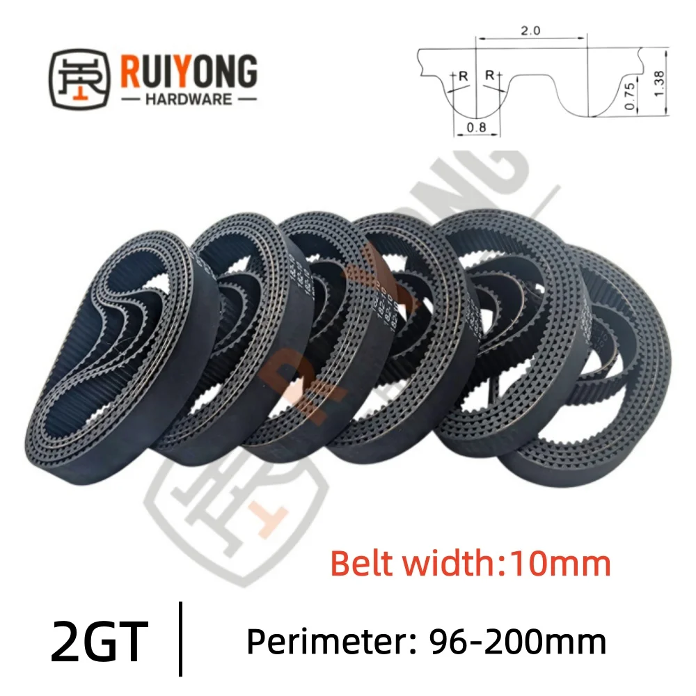 GT2 2GT Timing Belt Pitch 2mm Width 10mm Closed Rubber Drive Belts Perimeter 96/100/102/104/106-200mm 3D printed parts