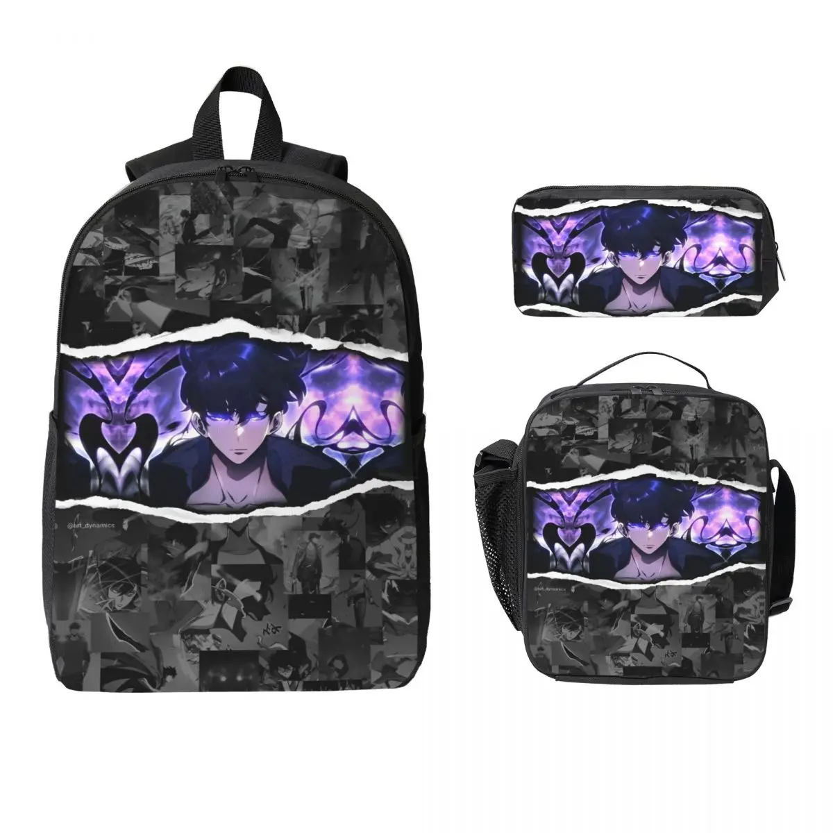 

Solos Levelings Kids Backpack Lunch Box Pencil Boxes for Boys Girls Kindergarten Backpacks Kawaii School bag Bookbag Set