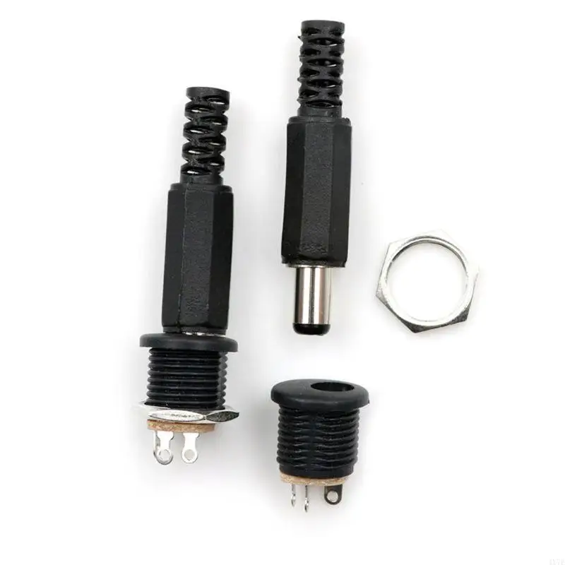 4X7E 12V 3A Plastic Male Plugs + Female Socket Panel Mount for DC Power Conne 2.1mm x 5.5mm Wire Power Pigtails Adapter