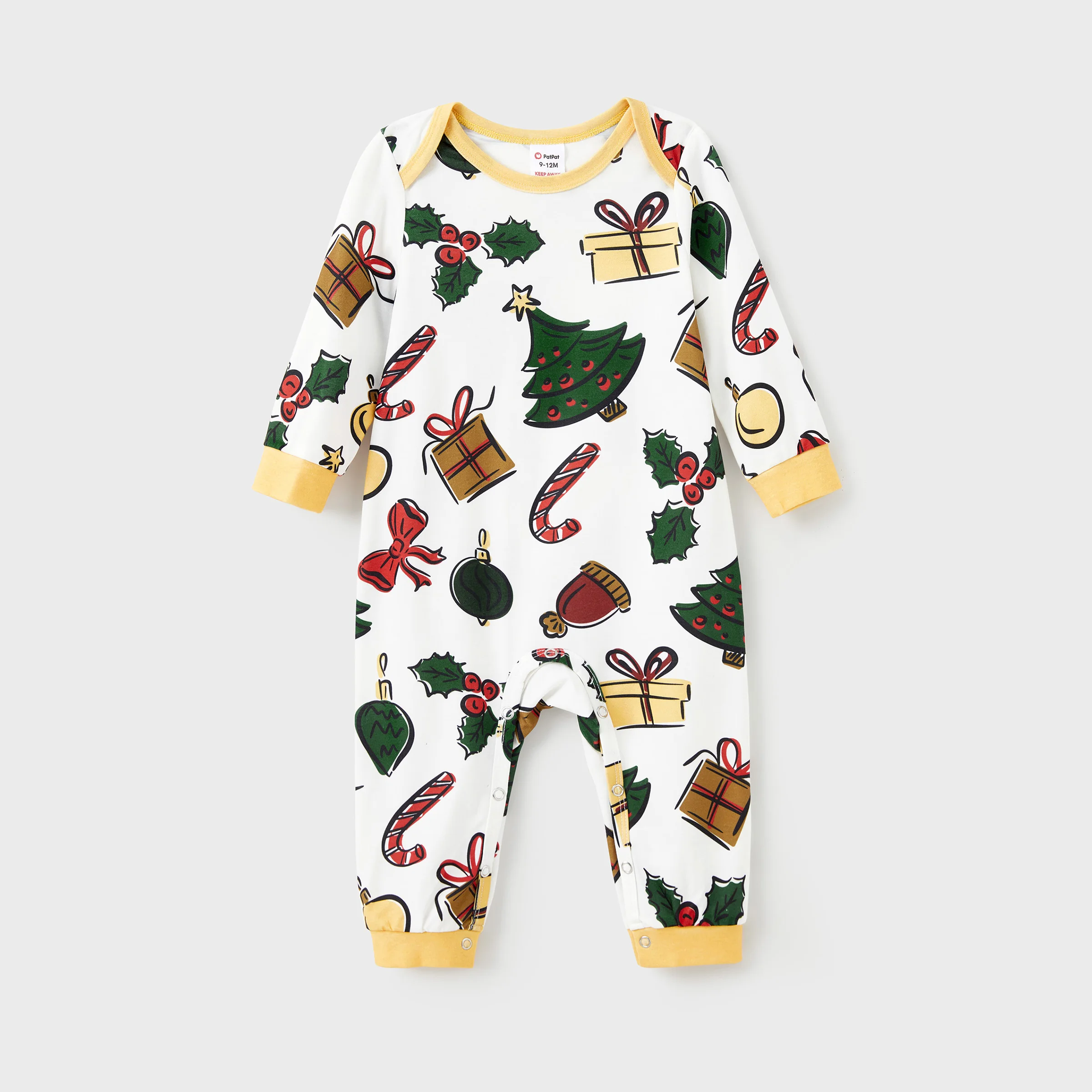 PatPat Christmas Family Matching Allover Christmas-Theme Pattern Pajamas with Drawstring and Pockets (Flame Resistant)