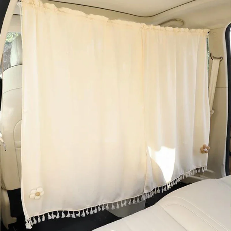 Car Front Rear Partition Curtains Window Sunshade Summer Sun Protection Heat Insulation Middle Partition Split Push-Pull Curtain