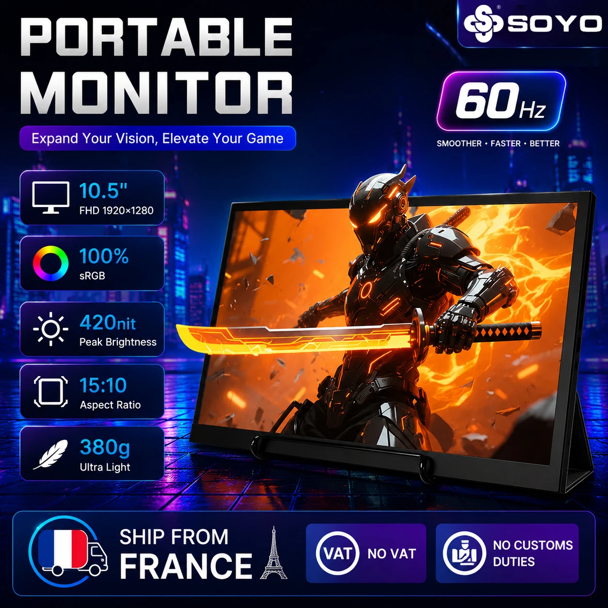 Monitor portátil SOYO 10,5" FHD