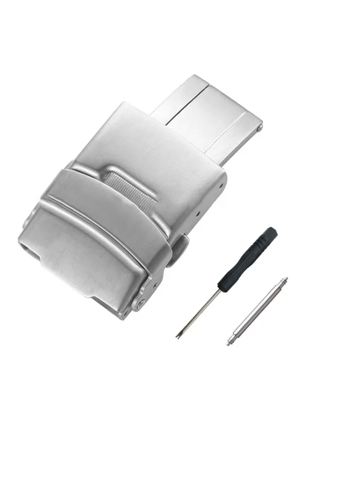 Watchdives Watch Clasp 18mm 20mm 22mm 24mm Silver Folding Safety Milled Clasp Replacement Stainless Steel Deployant Watch Buckle