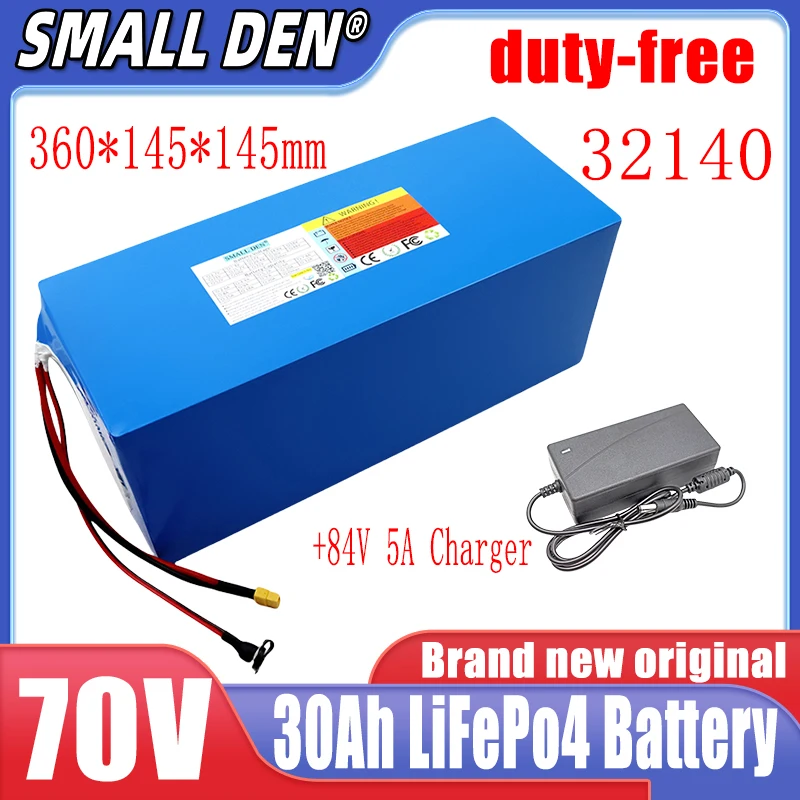 New 72V 30Ah LiFePo4 rechargeable battery pack 32140 22S2P with built-in BMS 3600W motor, 30A high-power 84V solar outdoor