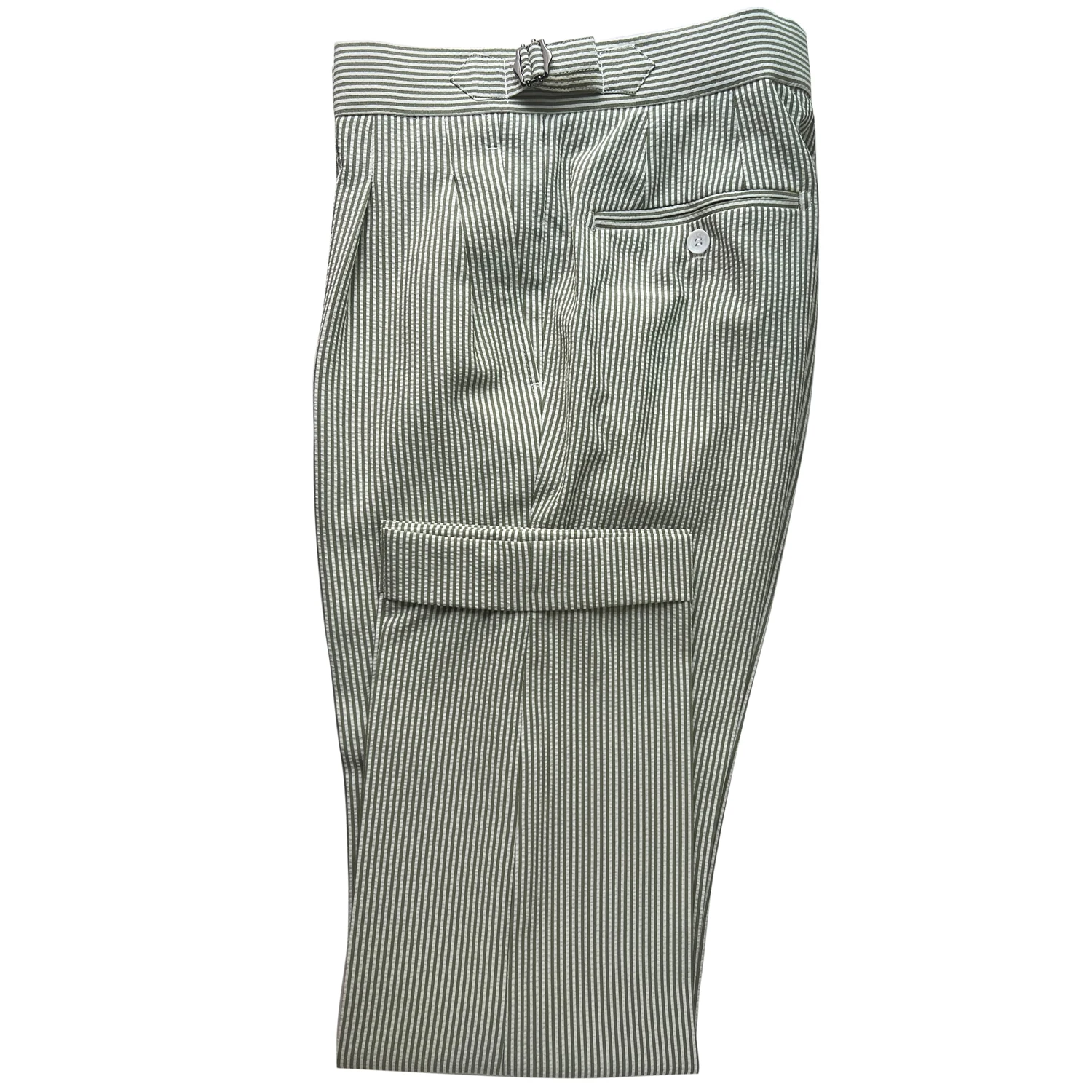 伸縮性のあるメンズダークグリーンシアサッカーパンツ軽量快適仕立てパンツドレスパンツメンズカジュアルパンツ夏用