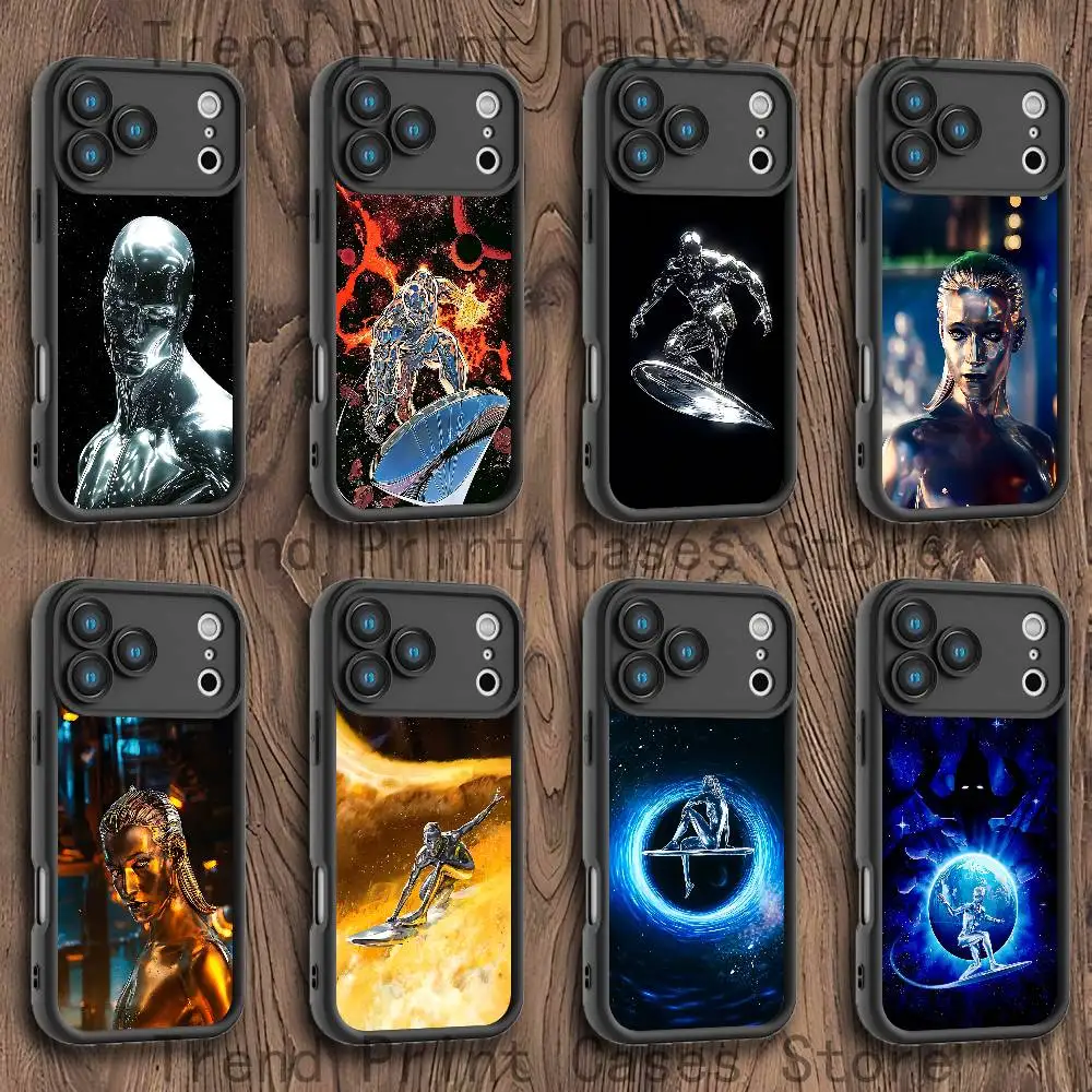 

Cool S-Silver S-Surfer Emery Case For iPhone 17,16,15,14,13,12,11,Pro,Max,Plus,E,Air,Mini Premium Silicone Matte Cover