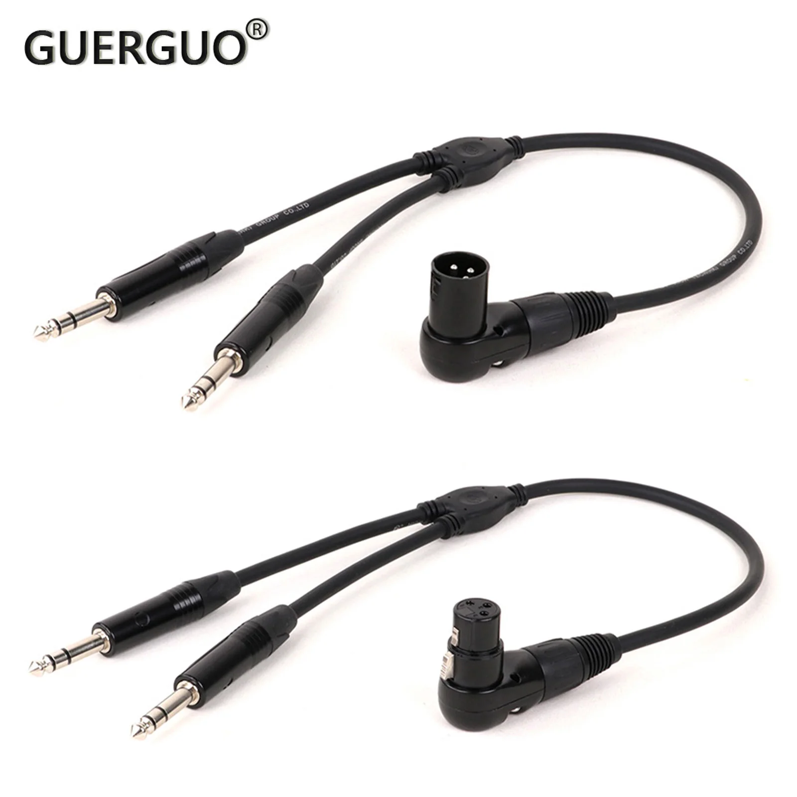 

Professional Dual 6.35mm TRS Jack To 3Pin Right Angle Female/Male XLR Y Splitter Adapter Cable For Guitar Microphones 0.3M 0.5M