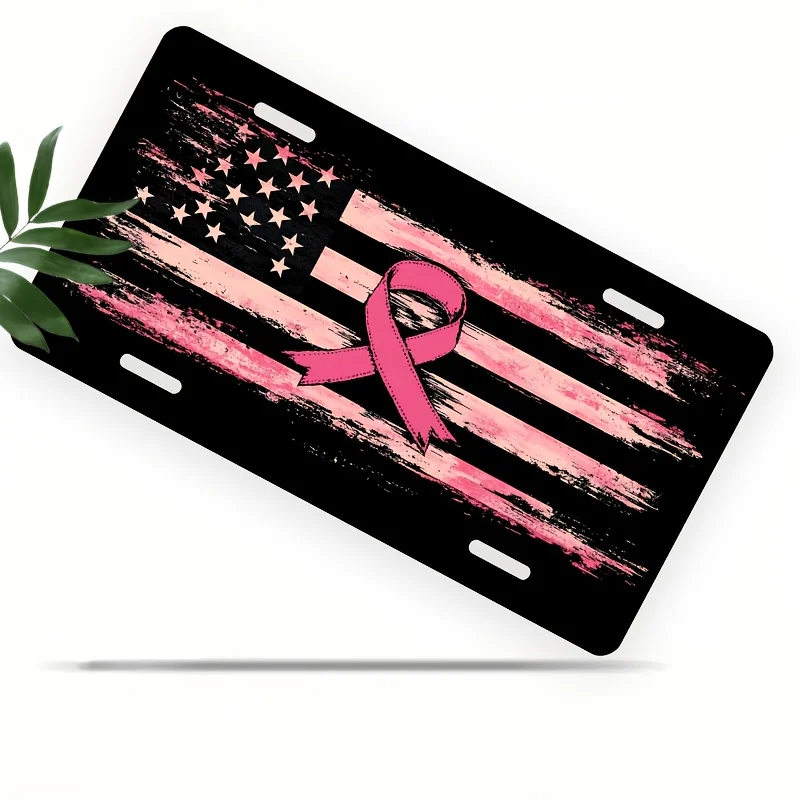 2D Flat, Decorative License Cover and Frame Only, Front Breast Cancer Prevention Awareness Decor, Unisex License Cover