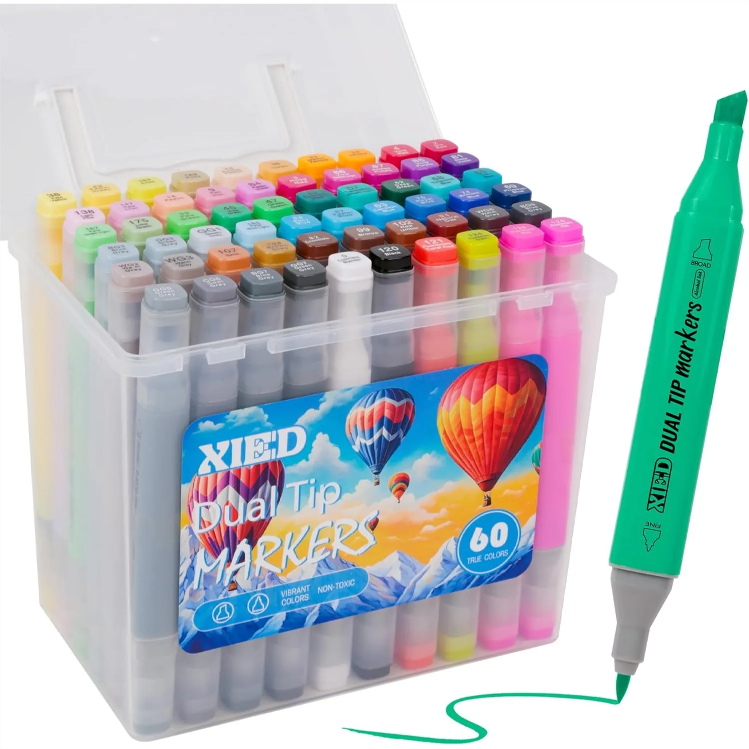 

60 Colors Alcohol Markers With Chisel And Brush Tip For Adult Coloring Sketching Drawing