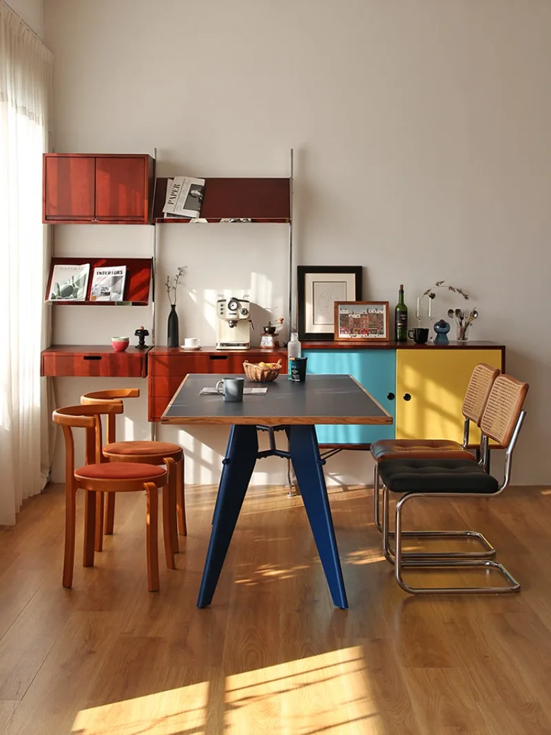 Bancada de trabalho simples e moderna de madeira maciça, mesa longa medieval para casa e sala de estar