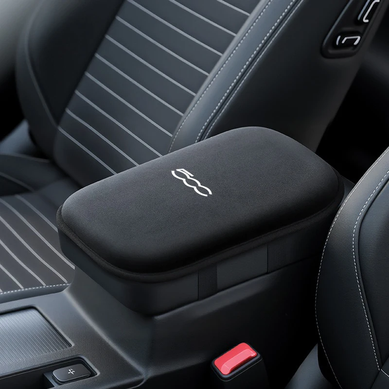 PU-Leder Auto-Armlehnenmatte Mittelkonsolen-Armkissen-Schutzabdeckung für Fiat 500 500x 500l Auto-Zubehör Schlüsselhülle