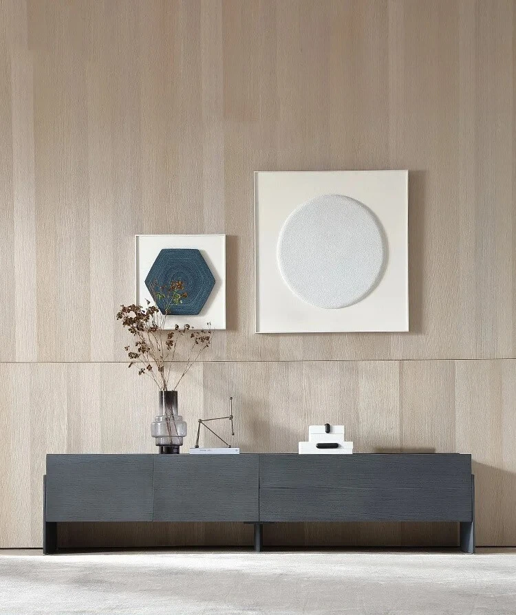 

High-end Italian minimalist living room TV cabinet combination Modern minimalist villa solid wood storage floor cabinet