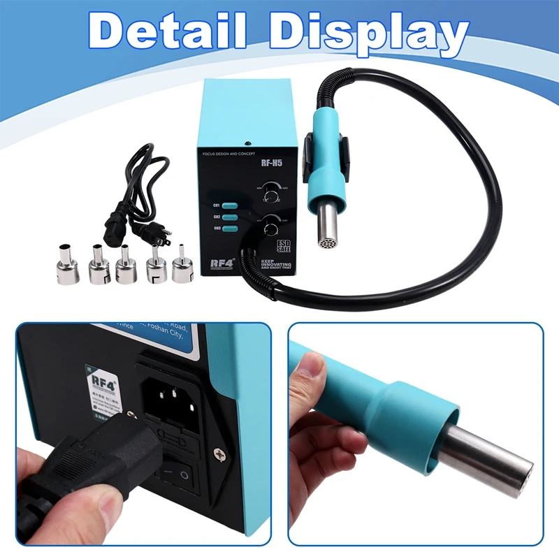 RF4 H5 800W Hot Air Soldering Station  Quick Heating Digital LCD Display For Phone PCB SMD BGA Welding Repair Tool 110V US Plug