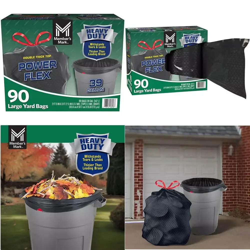 

Heavy-Duty 39 Gallon Unscented Yard Trash Bags, 90 Count