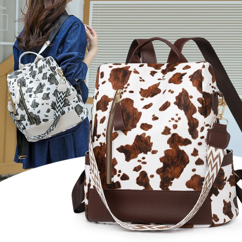 أزياء المرأة بو الجلود على ظهره سعة كبيرة مكافحة سرقة أنيق حقائب كتف عادية العصرية الفتيات السفر Daypack خفيفة الوزن #1