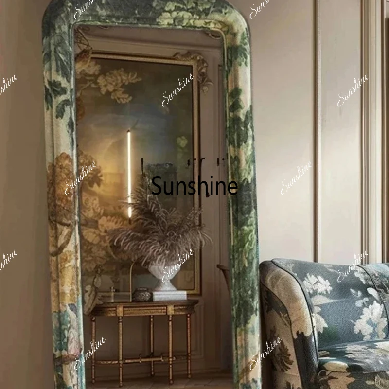 Chinese Style Song Dynasty Aesthetic Design Floor Full-Length Mirror Living Room Cloakroom Wall-Mounted Full-Length Mirror