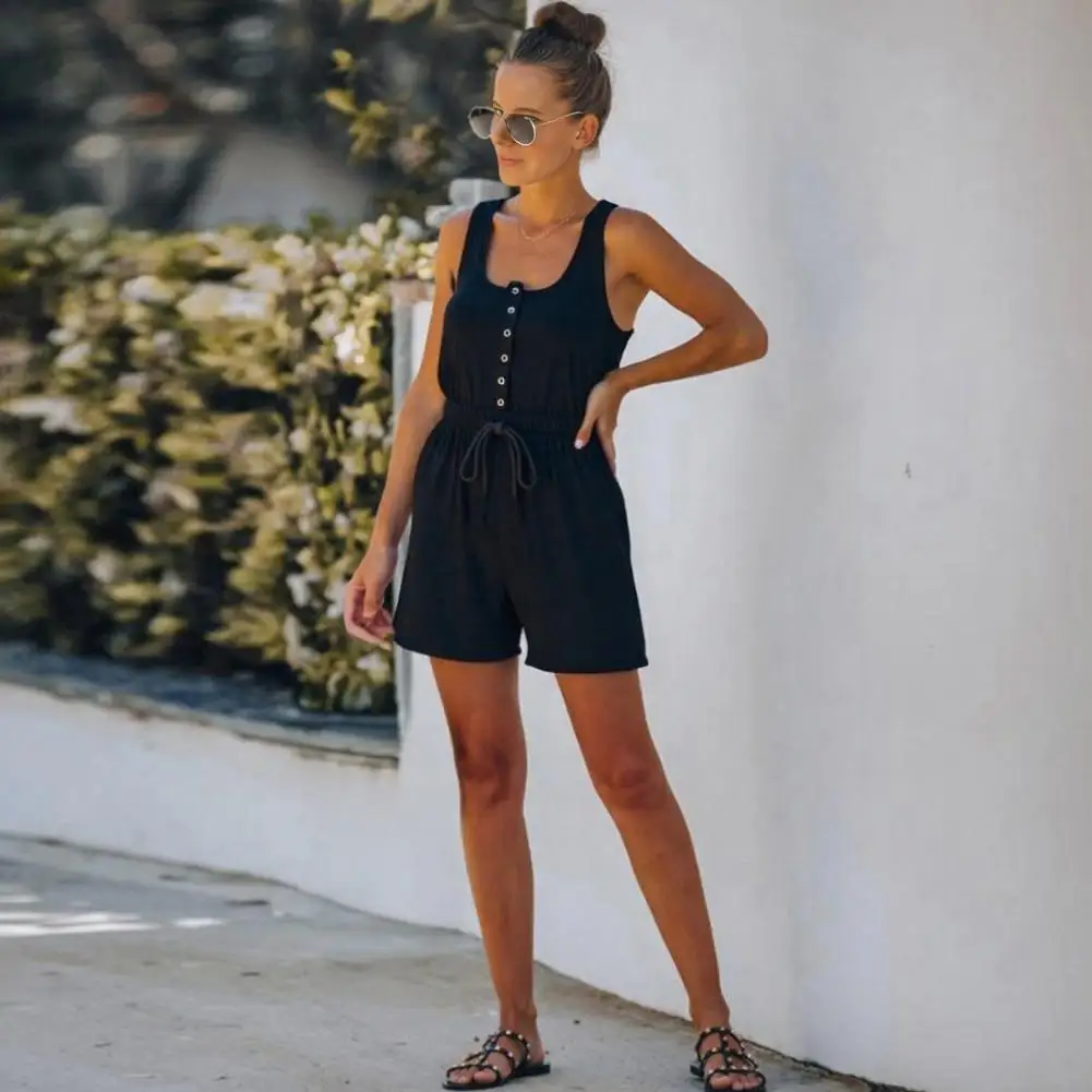 

Женский комбинезон свободного кроя, повседневные комбинезоны для женщин, стильные женские летние комбинезоны, коллекция, повседневный комбинезон с круглым вырезом