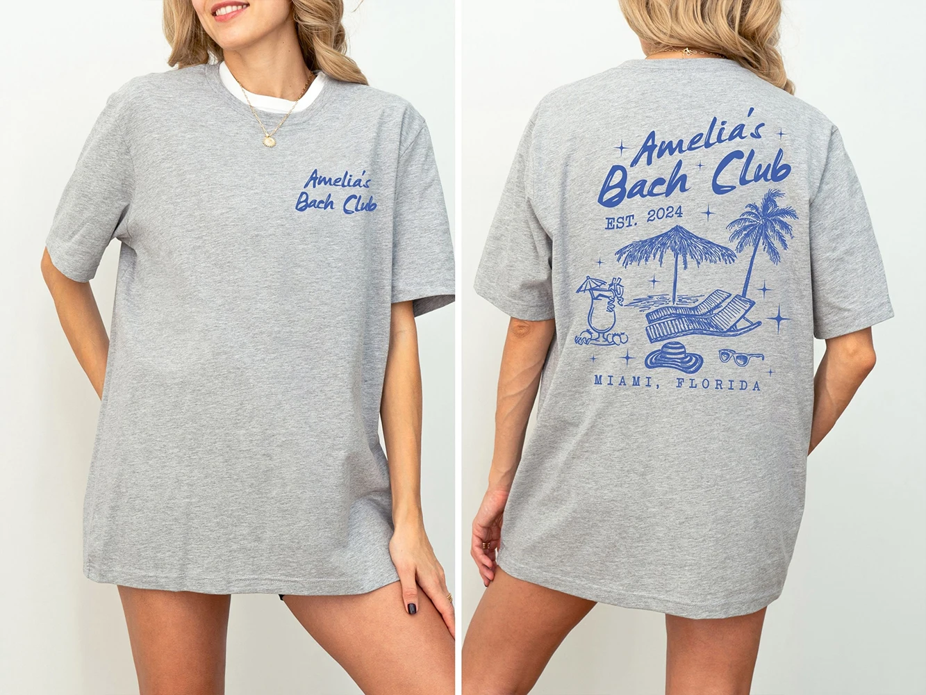 Custom Beach Bachelorette Shirts Beach Bride Shirt Funny Double-Side Print Unisex Shirts Cotton Y2K Top Daily Trendy Streetwear