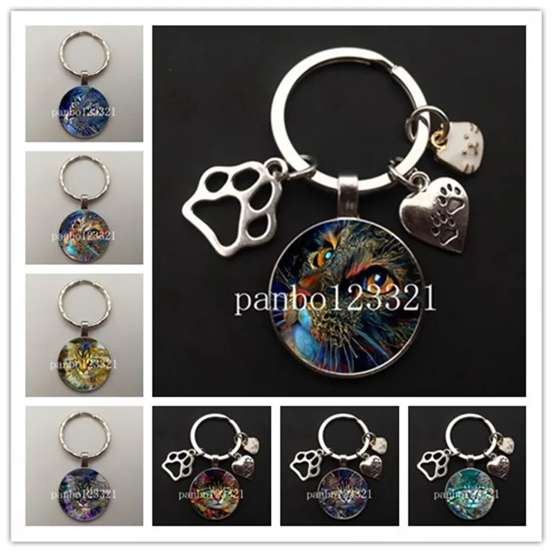 Fashion personality cat face keychain 2022 popular keychain cute cat face makeup lover keychain pendant men and women jewelry