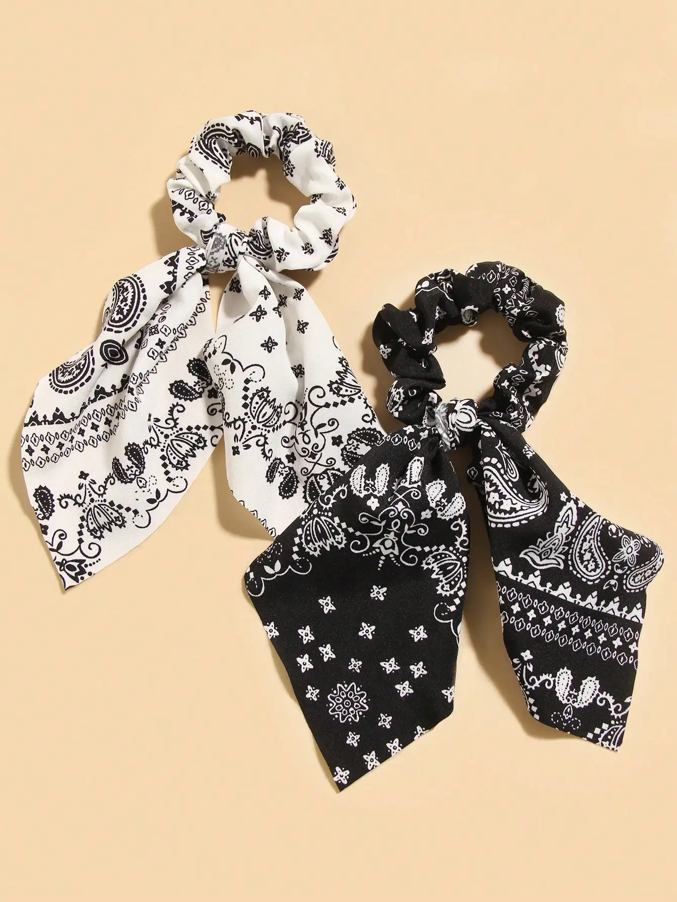 2 قطعة/المجموعة البوهيمي نمط بيزلي الشعر Scrunchie وربطة شعر، ربطة شعر، إكسسوارات الشعر، أصحاب ذيل الحصان، مطاط الشعر، فرك الشعر