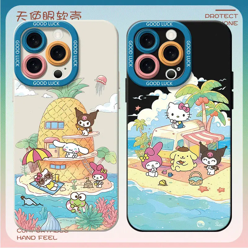 

Sanrio couple phone case for summer for Apple iPhone 15 14 13 12 11 Pro Max Mini XR XS 7 8 Plus Cartoon