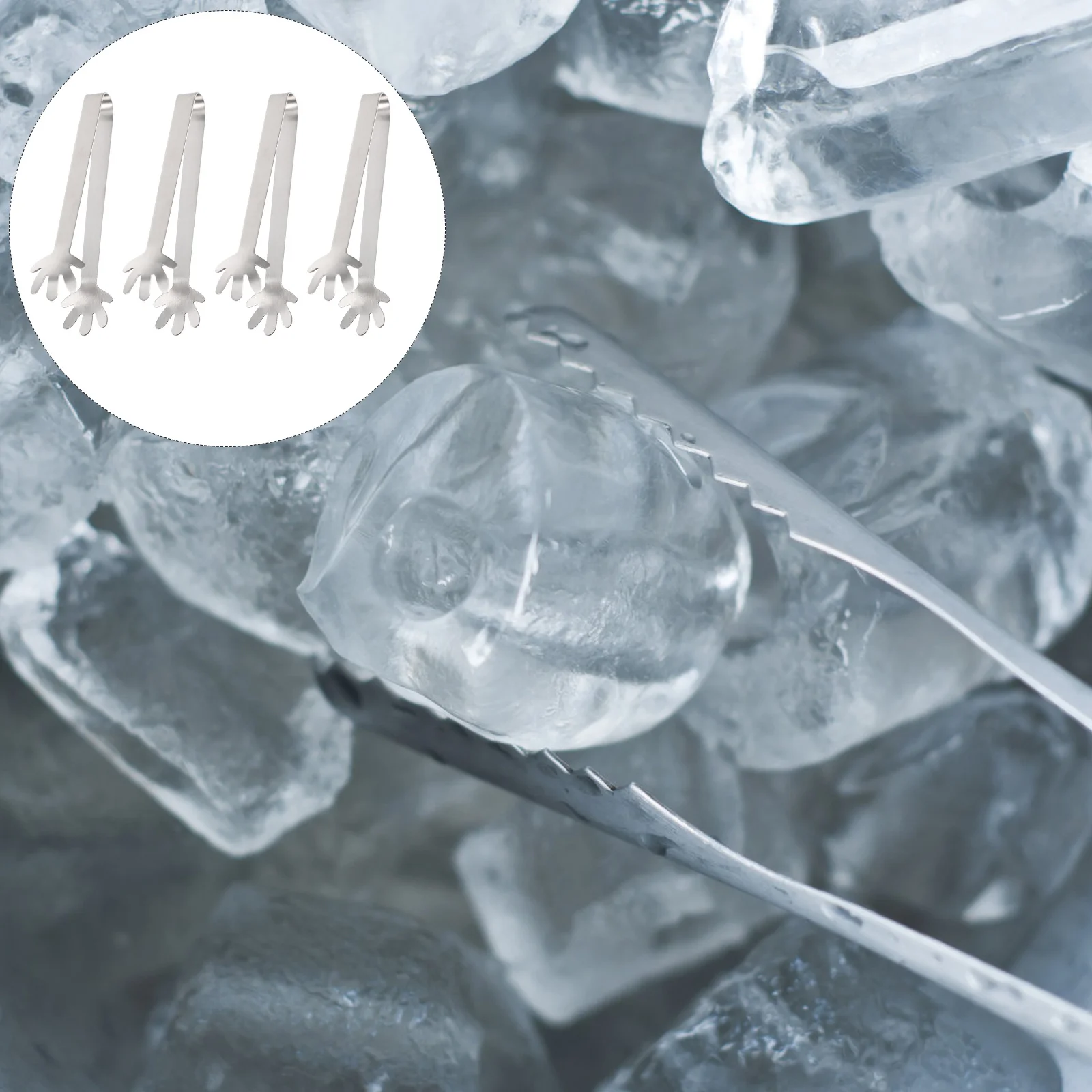 

4Pcs Stainless Steel Small Ice Cube Tongs Compact Multi-Function Sugar Food Tongs for Party Tea Restaurant Use