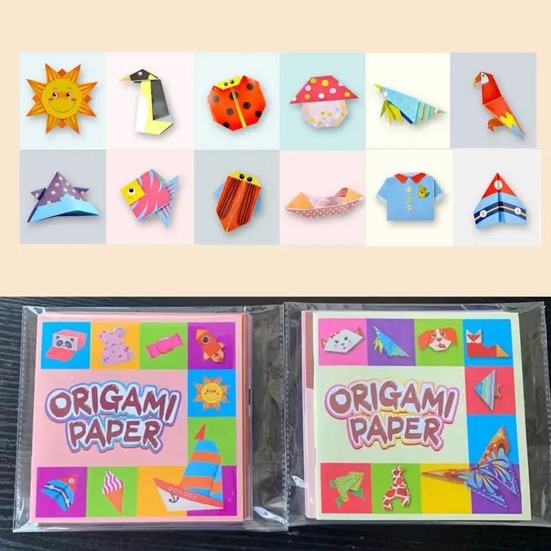 Papiers pliants d'animaux colorés, activités d'apprentissage préscolaire, papier coloré d'artisanat avec livre d'instruction pour enfants