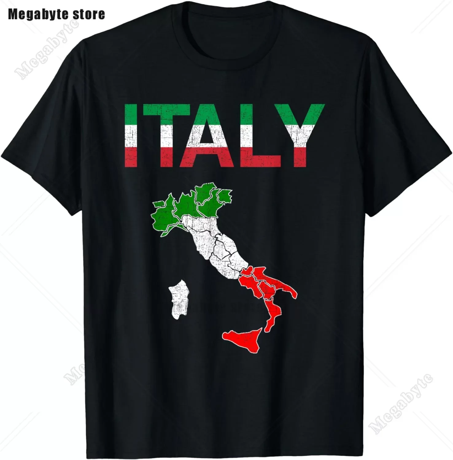 Italia T-Shirt Italy Flag Coat of Arms Tee Shirt Repubblica Italiana Italian Heritage Vintage T Shirt Guys Streetwear Crew Neck